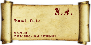 Mendl Aliz névjegykártya